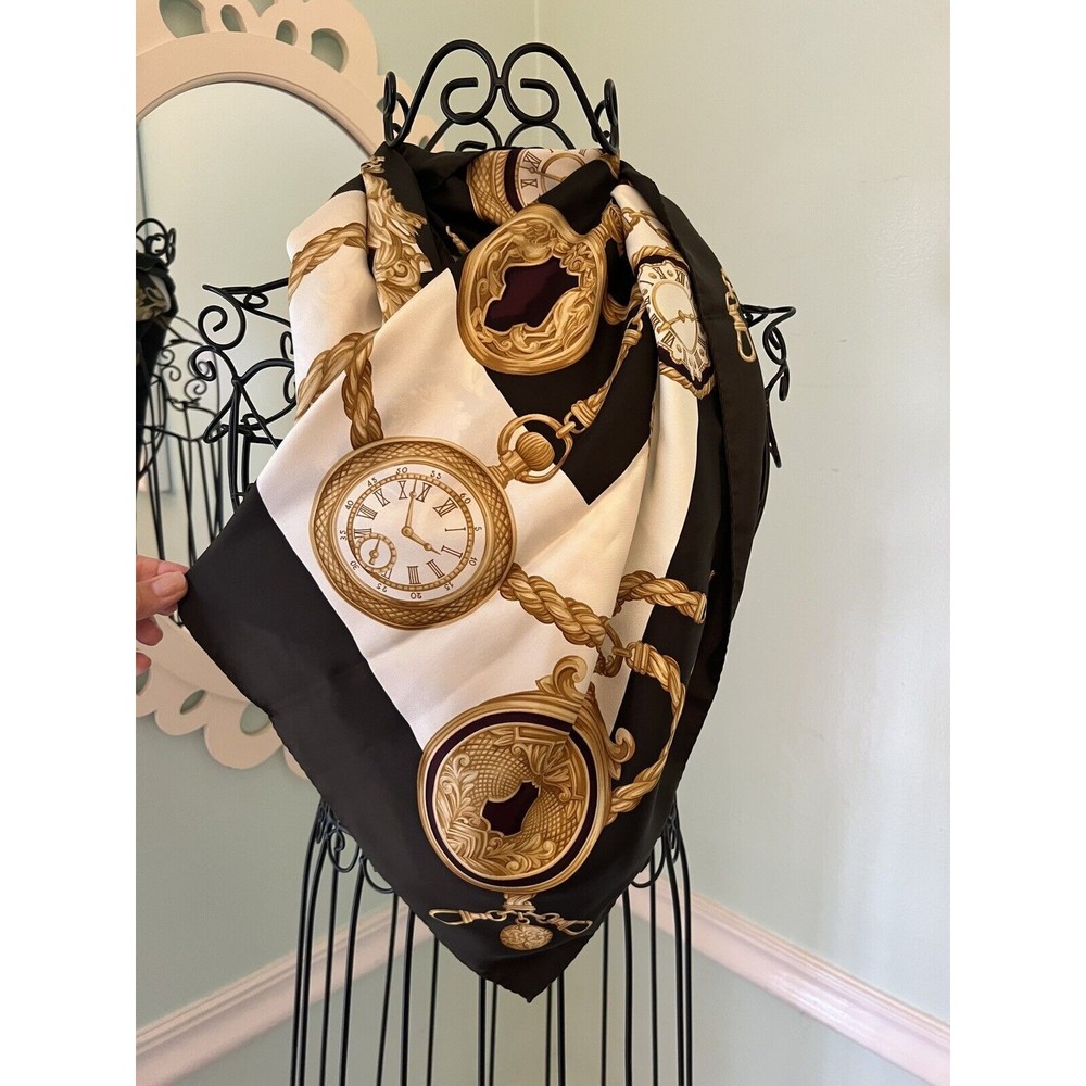 Carlisle Italy Baroque Watch Silk Scarf Gorgeous Hand‎ Rolled